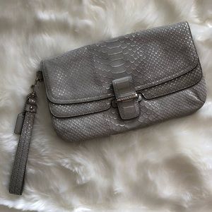COACH Grey Silver Clutch Wristlet